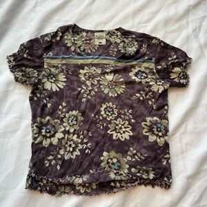 Columbia Small Floral Shirt in Purple and Green